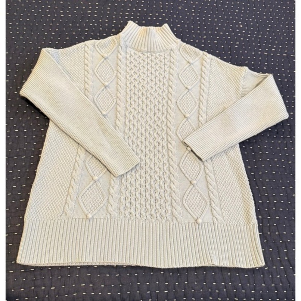 J.Crew Womens Ice Blue Cable Knit Oversize Sweater Size S Spring Easter - Picture 3 of 12
